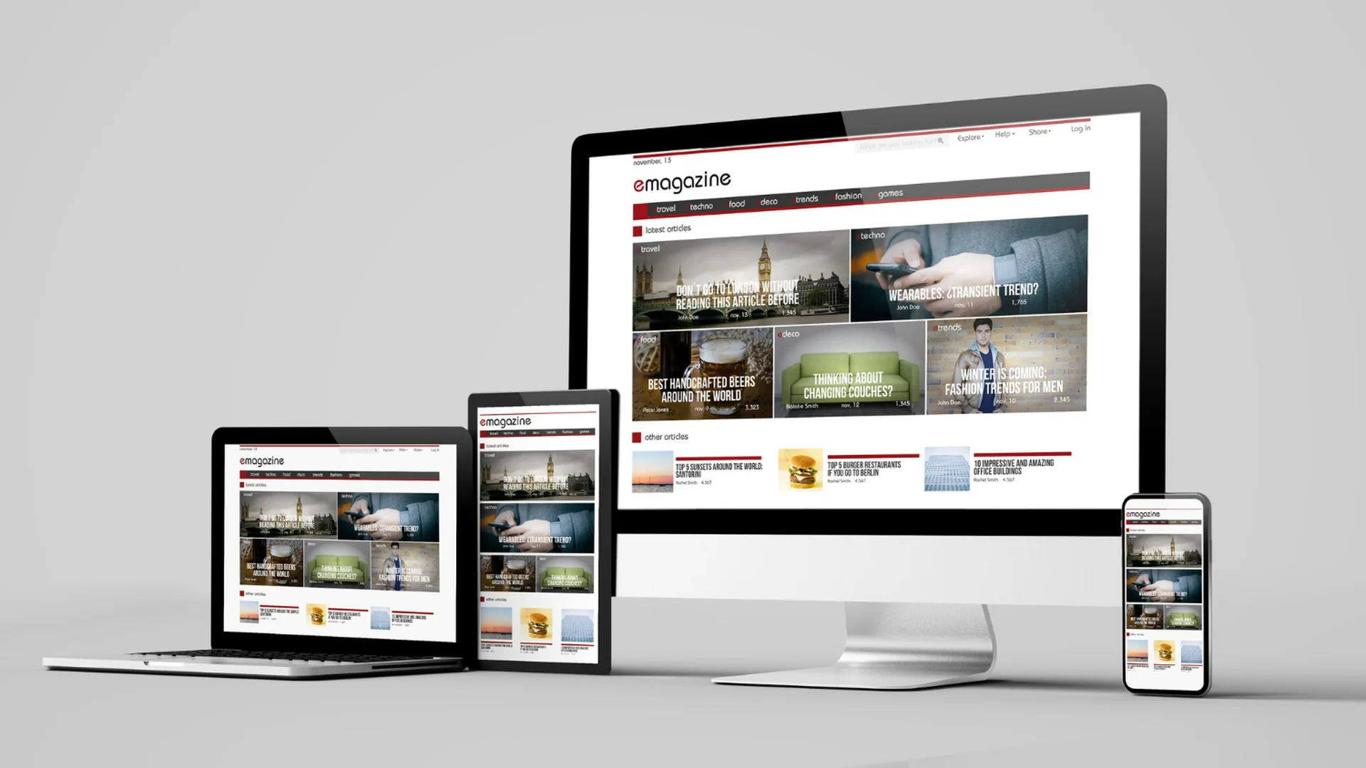 Responsive Website auf Desktop, Tablet und Smartphone