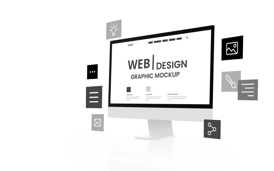 Responsive Webdesign auf Bildschirm mit Strukturplanung