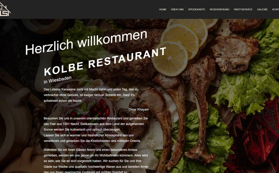 Kolbe Restaurant Website Screenshot