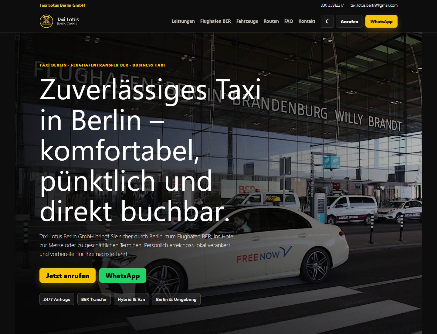 Taxi Lotus Berlin Website Screenshot
