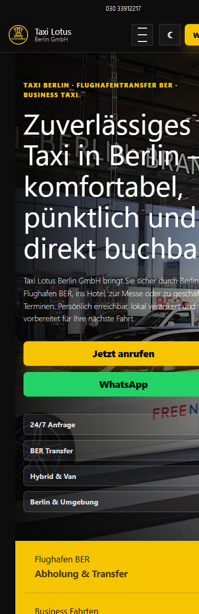 Taxi Lotus Berlin Mobile Screenshot